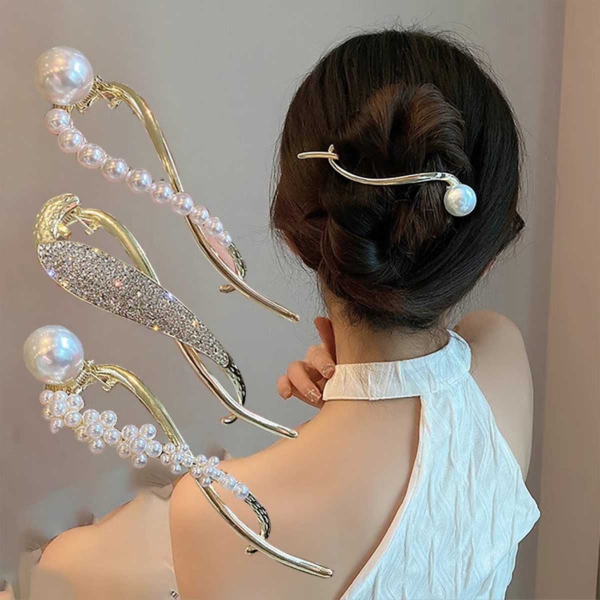 Elegant Glitter Pearl Hair Cli - Lifestyle In Korean ulasan dan harga