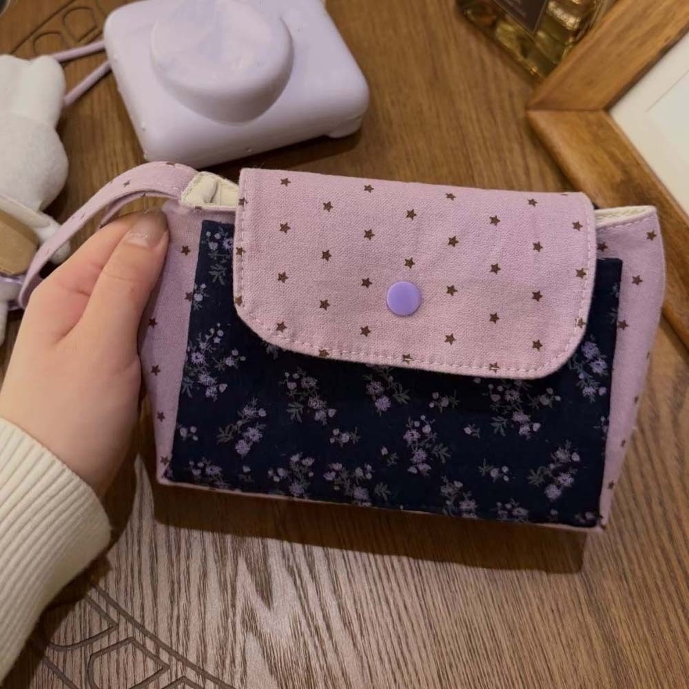 Purple Print Floral Makeup Bag - Lifestyle In Korean ulasan dan harga